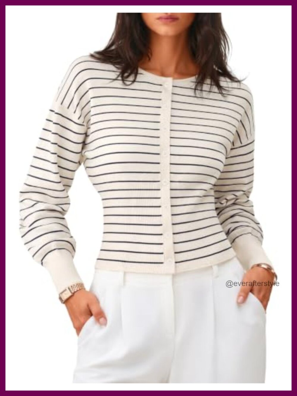 Women's Long Sleeve Fitted Waist Ribbed Knit Button Cardigan Sweater